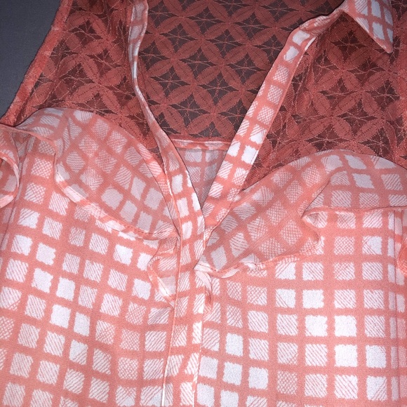 Candies Coral gingham button up tank top size s - Picture 2 of 7